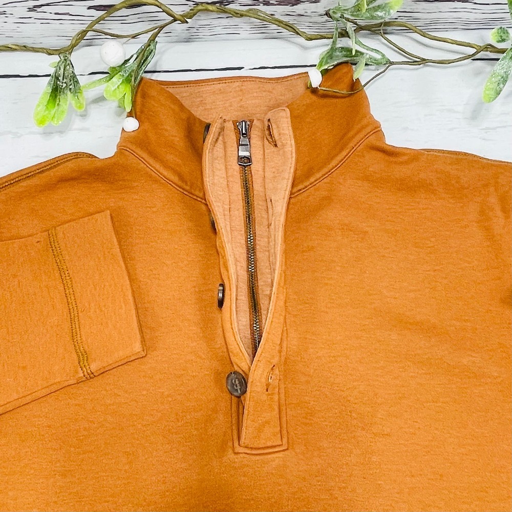 Men's Banana Republic Burnt Orange Quarter Button/Zip Sweater Size M - Picture 5 of 8